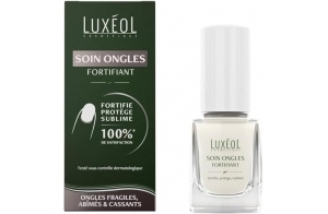 LUXÉOL - Soin Ongles Fortifiant - Protège & Sublime - Vernis Gel Soin Fortifiant - Ongles Fragiles, Abîmés & Cassants - Programme 4 Semaines - 11ml, Blanc