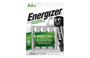 Energizer Piles Rechargeables AA, Recharge Power Plus, Lot de 4