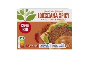 Céréal Bio Cœur de burger Louisiana Spicy, Riches en Protéines et Source de Fibres, Vegan, 160g, 221727