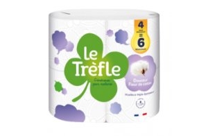 Papier toilette Le Trèfle - Le Trèfle Douceur Fleur de coton x4=6