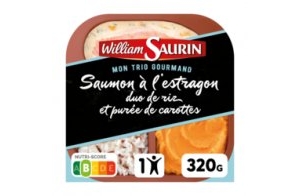 Mon Trio Gourmand William Saurin - Saumon à l'estragon, duo de riz et purée de carottes