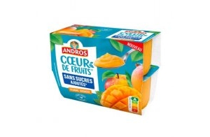 Andros – Desserts Fruitiers Coeur de Fruits Sans Sucres Ajoutés 4x97g