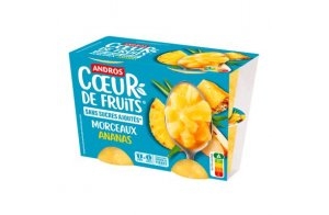 Andros – Desserts Fruitiers Coeur de Fruits Sans Sucres Ajoutés 4x100g