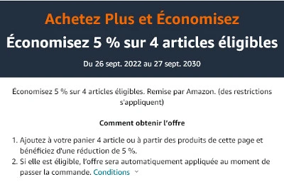 5% supplémentaires sur les articles éligibles sur Amazon