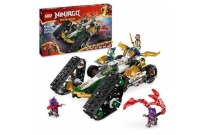 LEGO NINJAGO Le Véhicule Combiné de l’Équipe des Ninjas - Jouet 4-en-1 Pour Enfants dès 9 Ans - Planeur, Bolide Tout-terrain et 2 Motos - 6 Minifigurines, Cadeau d’Anniversaire Filles ou Garçons 71820