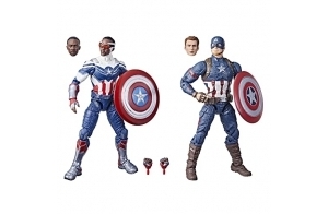 Marvel Legends Series Captain America, Pack de 2 figurines Steve Rogers et Sam Wilson de 15 cm, MCU, 7 accessoires, Multicolore, Taille unique