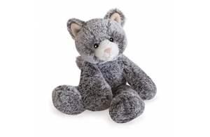 Histoire d'Ours - Peluche Chaton Sweety Mousse - 25 cm - Gris - Peluche Chat Ultra Douce et Réconfortante - Facile à Caliner - Idée Cadeau Naissance ou Anniversaire Enfants - HO3157