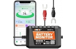 (Upgraded BM300) ANCEL BM300PRO Moniteur de Batterie 6V 12V 24V, Bluetooth 5.3 Battery Monitor de voiture avec test de charge, de système de démarrage & alarme, IP67 étanche pour camion moto bateau