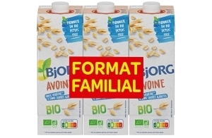 BJORG - Boisson Avoine - Boisson Végétale Bio - Sans Sucres Ajoutés - Pauvre En Matières Grasses - Format Familial - 3 x 1L