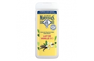 Le Petit Marseillais | Crème de Douche Extra Douce Lait de Vanille Bio (flacon de 650 ml) – Gel douche avec 92 % d'ingrédients d'origine naturelle – pH neutre pour la peau et sans colorant