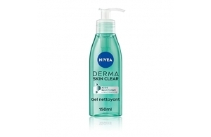 NIVEA Derma Skin Clear Gel nettoyant visage (1 x 150 ml) — Soin nettoyant anti points noirs au Sel de mer pur, Acide Salicylique & Niacinamide — Gel visage pour peaux à imperfections