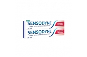 Sensodyne Dentifrice Traitement Sensibilité, Pour Protéger les Dents Sensibles, Protection Sensibilité Dentaire 24h, Lot de 2x75 ml