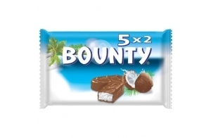 BOUNTY - Barres Chocolat au Lait & Noix de Coco - 5 Sachets Individuels de 2 Barres - 5 x 57g