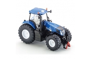 siku 3273, Tracteur New Holland T8,390, 1:32, Métal/plastique, Bleu, Direction à Fusée et Attelages