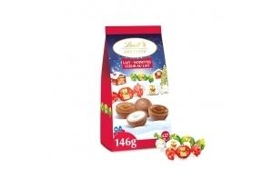 Lindt - Sachet TEDDY Mix Festif - Assortiments de Chocolats au Lait - Cœur onctueux Lait et Cœur Noisettes - Idéal pour Noël, 146g