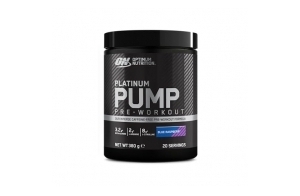 Optimum Nutrition ON Platinum PUMP, complément alimentaire pré-workout, intense et sans caféine avec Fruitflow, Beta-Alanine, L-Arginine, L-Citrulline, saveur Framboise Bleue, 20 portions, 380 g