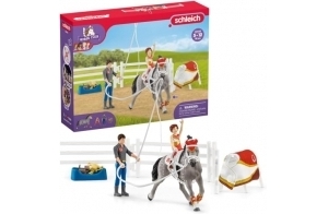 Coffret d'entraînement a la voltige de Mia, coffret schleich avec 18 éléments inclus dont 1 cheval schleich et 2 personnages,