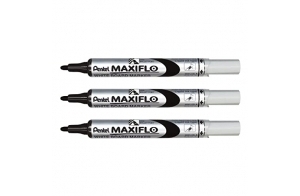 Pentel Maxiflo Rotuladores para Pizarra Blanca - Black-P - Negro