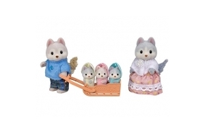 Sylvanian Families - La famille Husky - Set 5 figurines - Plongez dans l'univers de la famille Sylvanian - Figurines animaux miniatures - Jouet enfant 3 ans et + pour développer imagination - 5636