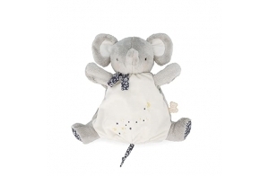 KALOO - Petites Chansons - Doudou Marionnette Éléphant Gris - Doudou Bébé - Peluche Marionnette à Main 24 cm - Jeu d'Éveil - Dès La Naissance, K210004