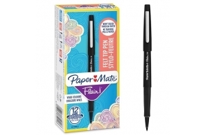 PAPER MATE Stylos feutres Flair - Marqueurs à pointe moyenne (0,7 mm) - Encre noire - Pour l’écriture, le dessin et les croquis - 12 unités