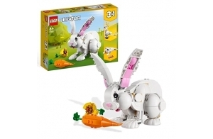 LEGO Creator 3-en-1 31133 Le Lapin Blanc, Jouet avec Animaux, Dont Figurines de Poisson, Phoque et Perroquet, Construction pour Enfants Dès 8 Ans