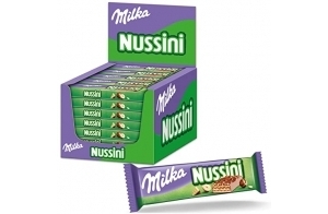 Milka Nussini - Gaufrette Croustillante aux Noisettes enrobée de Chocolat au Lait - Présentoir de 35 Barres (31,5 g)