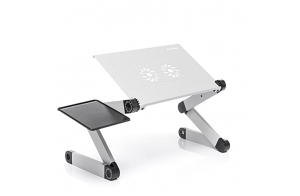 InnovaGoods - Table d'Ordinateur Portable Réglable, Plateau pour Lit, Support Pliable en Aluminium, Ventilation, Hauteur/Inclinaison Ajustables, Argent, Médiano