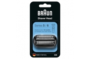 Braun Series 5, Rasoir Électrique Barbe, Tête de Rechange, Compatible avec les Rasoirs Series 5 et Series 6, Rasage Profond et Doux, Lames Flexibles, Utilisation à Sec ou sous l'Eau, 53B Noir