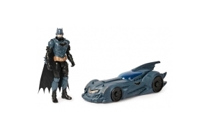 DC Comics Batman - Batmobile + Figurine Batman 30 Cm - Batman Figurine Articulée - Revivez Les Aventures De l'homme Masqué Ou Créez Vos Propres Combats Contre L'ennemi - Jouet Enfant 3 Ans Et +