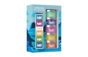 Kusmi Tea - Coffret Les Bien-Être Bio + Pince à Thé - Idée Cadeau Homme et Femme - Assortiment Thés Aromatisés et Infusion Bio - Thé Detox, BB Detox, Boost, Sweet Love et Infusion Be Cool - 5x25gr