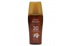 Corine de Farme - Huile Sèche Protège et Bronze SPF30 - Protection Solaire UVA UVB - Bronzage Lumineux - Formule avec Monoï de Tahiti - Clean Beauty Zéro Paraben - 150 ml - Fabriqué en France