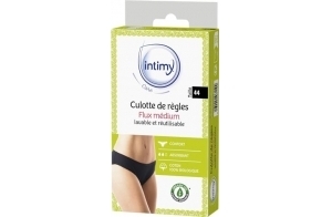 INTIMY CARE - Culotte de Règles Taille 44 - Flux Medium - Culotte Menstruelle 95% Coton Bio Lavable/Réutilisable - 1 Unité