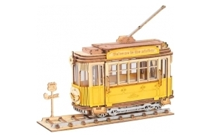 ROBOTIME Tram Puzzle 3D Bois Maquette Bois Casse Tete Adulte Mecanique Bois Kit De Construction De Modèles Découpé Au Laser en Puzzle Adulte