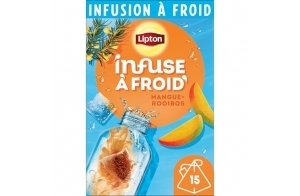 Lipton Infuse à Froid Mangue Rooibos, Eau Froide infusée, Boisson d'été rafraichissante, Eau aromatisée healthy, 15 Sachets Pyramid