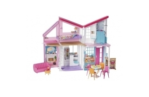 Barbie Maison Malibu 2-en-1, Maison De Poupée À 2 Étages avec 6 Pièces Transformable, Plus De 25 Accessoires pour Poupées Inclus, Jouet pour Enfant de 3 Ans et Plus, FXG57