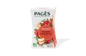 Pagès - Infusion BIO Saveur Pomme Cannelle - Recette Gourmande - Ingrédients 100% Issus de l'Agriculture Biologique - Boîte de 20 Sachets, 100% Végétal