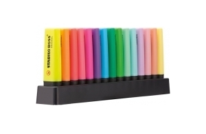 Surligneurs STABILO BOSS ORIGINAL Fluo & Pastel - Set de bureau de 15 Surligneur Fluo pastel assortis