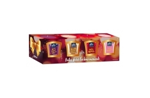 Glade Coffret Bougies Editions Limitées Vegan – 4 Parfums Exclusifs Infusés aux Huiles Essentielles - Nouvelle Formule Sans Huile de Palme - 4x27 Heures