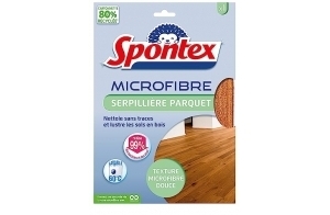 SPONTEX - Serpillière Spécial Parquet - Texture microfibre douce - Elimine facilement le gras et la poussière - Fait briller - Elimine 99% des bactéries