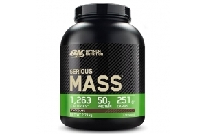 Optimum Nutrition Serious Mass Poudre de Protéine Gain de Masse Hautement Calorique avec 25 Vitamines et Minéraux, Créatine Monohydrate et Glutamine, Saveur Chocolat, 8 Portions, 2.73 kg