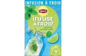 Lipton, Infuse à Froid, Infusion à Froid, Goût Citron & Menthe, Idéale pour le Thé Glacé, Ingrédients d'Origine 100% Naturelle, 15 Sachets Pyramid