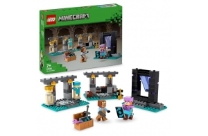 LEGO 21252 Minecraft L’Armurerie, Jouet de Construction et Forge d'Armes avec Personnages de Jeu Vidéo, Alex Minifigurine, Cadeau pour Garçons et Filles Dès 7 Ans