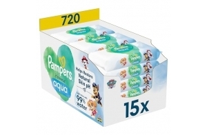 Pampers Harmonie Aqua Lingettes Pour Bébé 15 Paquets De 48 Lingettes = 720 Lingettes, Aident à restaurer le pH naturel de la peau, lotion douce avec 99% d’eau