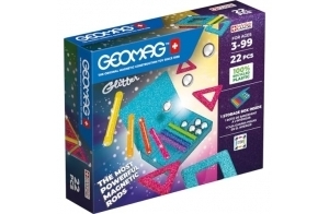 Geomag, Glitter Recycled, Constructions Magnétiques Pailletées, Barrettes Magnétiques Pailletées et Colorées, Pack de 22 Pièces, 100% Plastique Recyclé