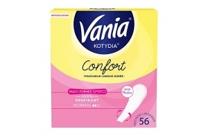 Vania - Protège-Slips Confort Normal Multi-Formes Sans Parfum (boîte de 56 pièces) – Protège-lingeries 100% respirants – Protection hygiénique avec sensation d'effet au sec, de confort et de fraîcheur