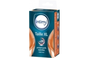 INTIMY - Préservatifs taille XL, x28 - Préservatifs Lubrifiés Avec Réservoir - Surface Lisse - Latex de Qualité Supérieure