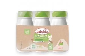 Babybio Lait Croissance Liquide - 3ème âge dès 10 Mois - 6x25Cl - BIO Fabriqué en France & Lait français - Formule PREMIUM : DHA/ARA