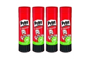 Pritt sûre et adaptée aux Enfants pour l'art et Le Bricolage, Colle Forte pour l'école & Le Bureau, 4X 22 g de bâton, 9H PK611X St, Transparent, Einzelprodukt