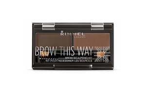 Rimmel LONDON Brow This Way Kit de Modelage de Poudre à Sourcils, Finition Soignée et Précision Ultime avec la Formule Duo Compact, Brun Foncé, Poudre 0,04 oz, Cire 0,03 oz